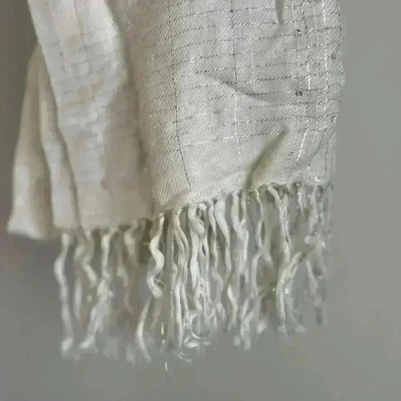 Cejon White Sequins Glittery Soft Rayon Metallic Formal  Scarf - Picture 4 of 8